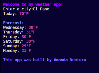 Amanda's Python Weather App Project pic