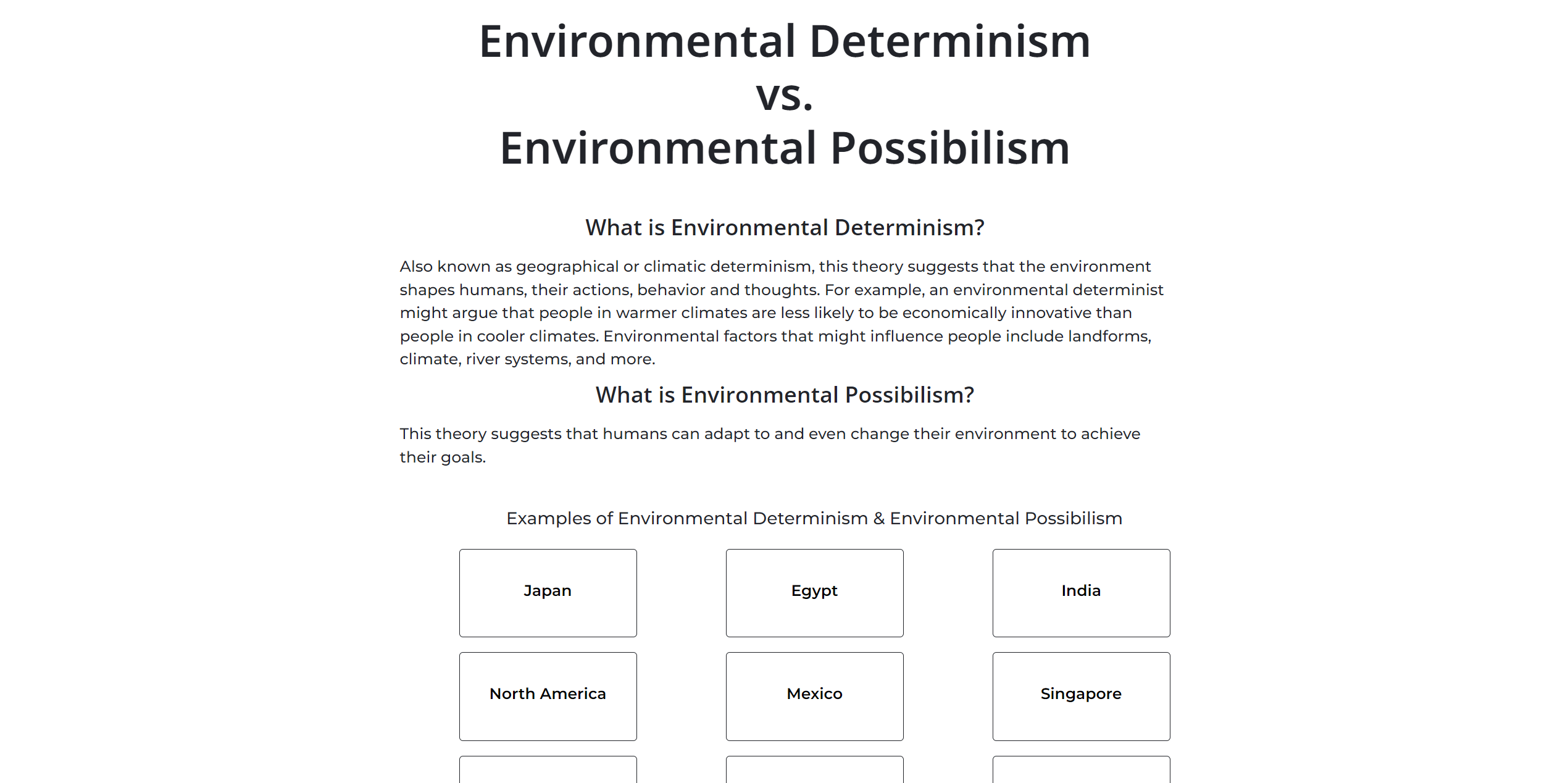 Amanda's environmental determinism vs. environmental possibilism website