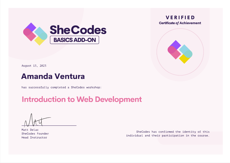 Amanda's Intro Web Development Certificate