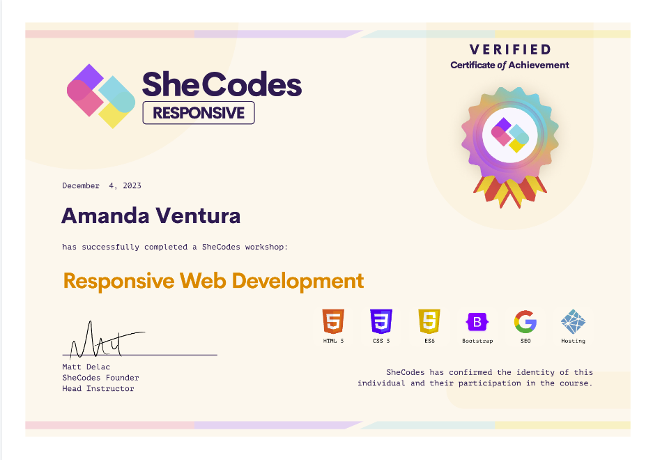 Amanda's Responsive Web Development Certificate